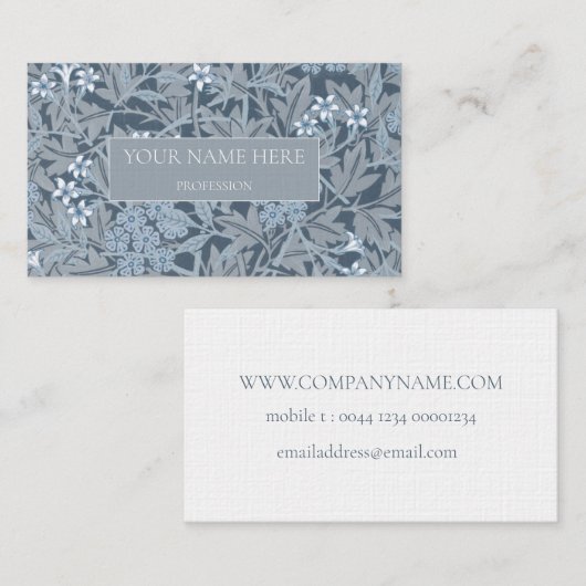 WILLIAM MORRIS BOTANICAL PATTERN VISITEKAARTJE (Voorkant / Achterkant)