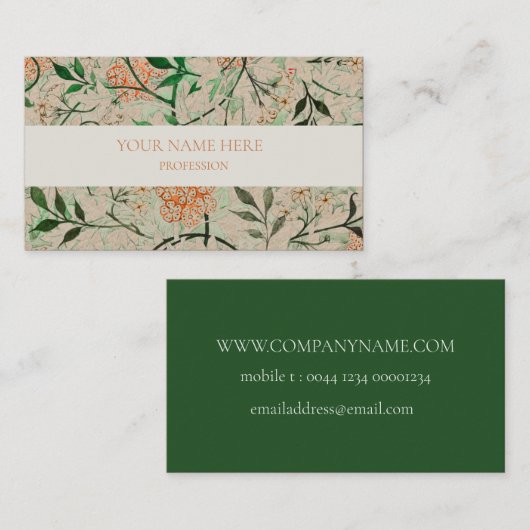 WILLIAM MORRIS BOTANICAL PATTERN VISITEKAARTJE (Voorkant / Achterkant)