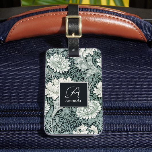 William Morris Botanische Anemoon met Monogram Bagagelabel (Voorkant Insitu 2)