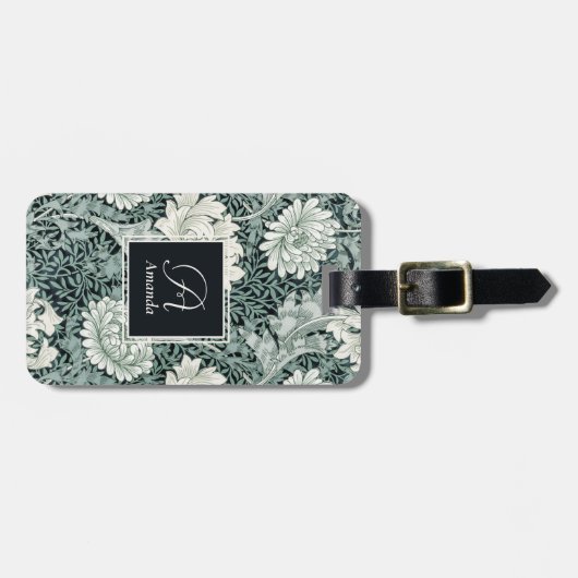 William Morris Botanische Anemoon met Monogram Bagagelabel (Voorkant horizontaal)
