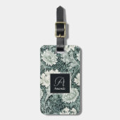 William Morris Botanische Anemoon met Monogram Bagagelabel (Voorkant verticaal)