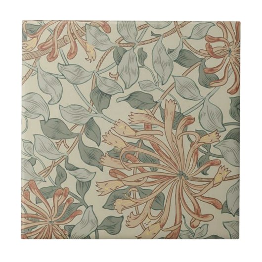 William Morris Botantical Pink Green | Tegeltje (Voorkant)