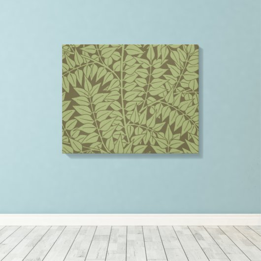 William Morris Branch Leaves Wallpaper Canvas Afdruk (Insitu (Houten vloer))