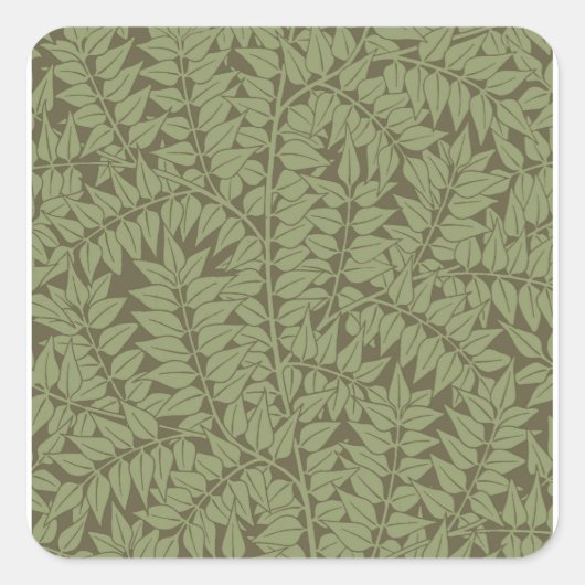William Morris Branch Leaves Wallpaper Vierkante Sticker (Voorkant)
