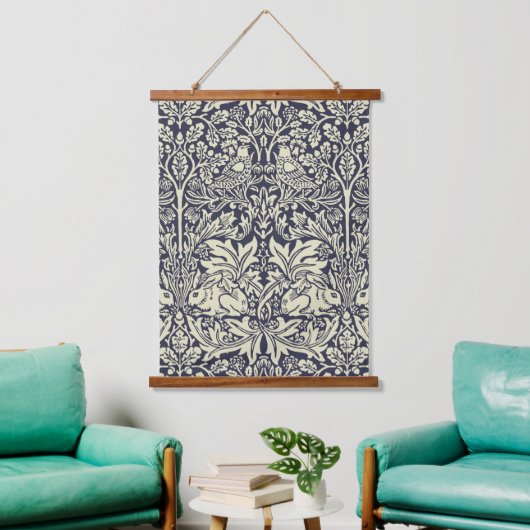 William Morris Brer Rabbit  Blue Pattern Hangend Wandkleed (Woonkamer)
