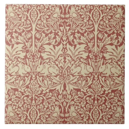 William Morris Brer Rabbit Design Ceramic Tile Tegeltje (Voorkant)