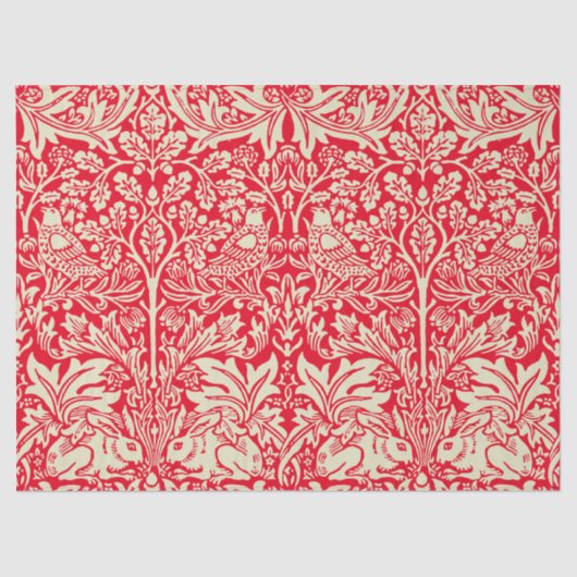William Morris Brer Rabbit  Rood Patroon Tissuepapier (Voorkant)