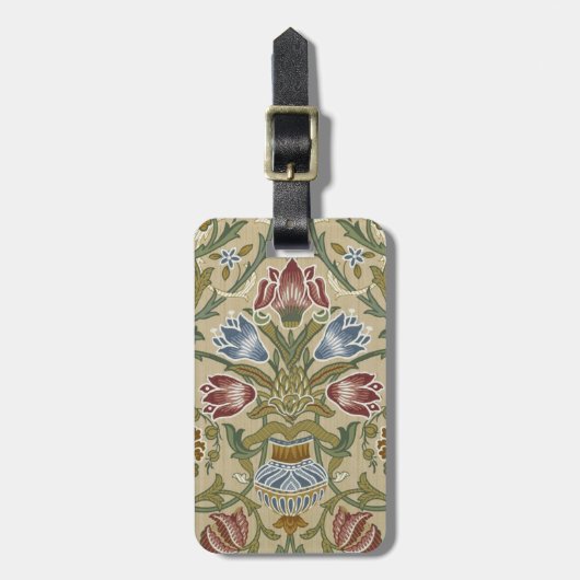 William Morris Brocaat Bloem Behang Patroon Bagagelabel (Voorkant verticaal)