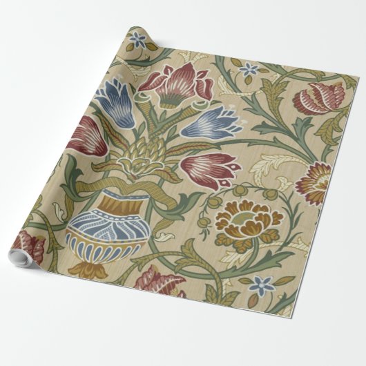 William Morris Brocaat Bloem Behang Patroon Cadeaupapier (Uitgerold)