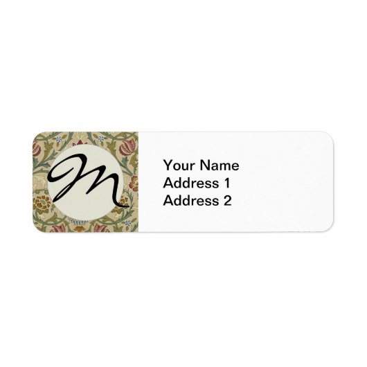 William Morris Brocaat Bloem Behang Patroon Etiket (Voorkant)