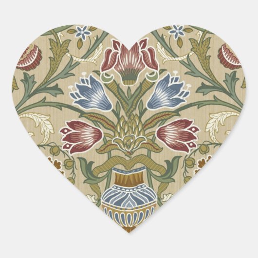 William Morris Brocaat Bloem Behang Patroon Hart Sticker (Voorkant)
