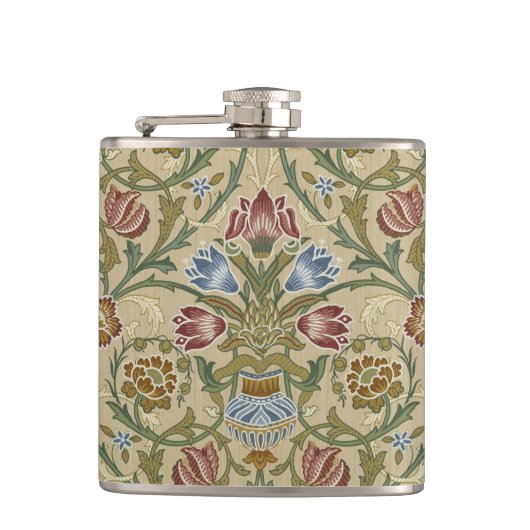 William Morris Brocaat Bloem Behang Patroon Heupfles (Voorkant)