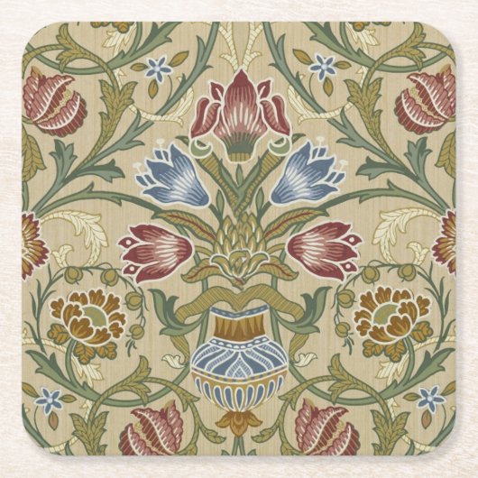 William Morris Brocaat Bloem Behang Patroon Kartonnen Onderzetters (Voorkant)