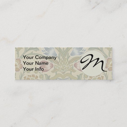 William Morris Brocaat Bloem Behang Patroon Mini Visitekaartje (Voorkant)