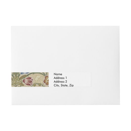 William Morris Brocaat Bloem Behang Patroon Omwikkelbaar Adreslabel (Voorkant)