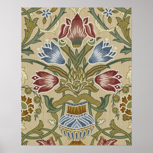 William Morris Brocade Bloem Behang Patroon Poster (Voorkant)