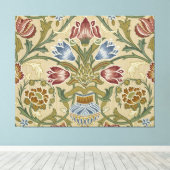 William Morris Brocade Floral Wallpaper Pattern Canvas Afdruk (Insitu (Houten vloer))