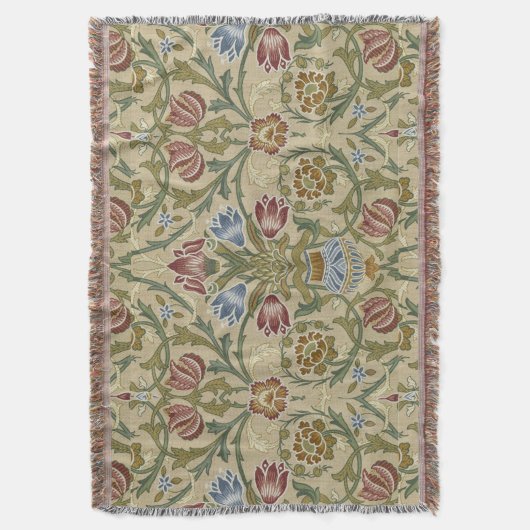 William Morris Brocade Floral Wallpaper Pattern Deken (Voorkant Verticaal)
