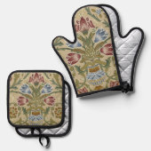 William Morris Brocade Floral Wallpaper Pattern Ovenwant & Pannenlap Set (Voorkant / Achterkant)