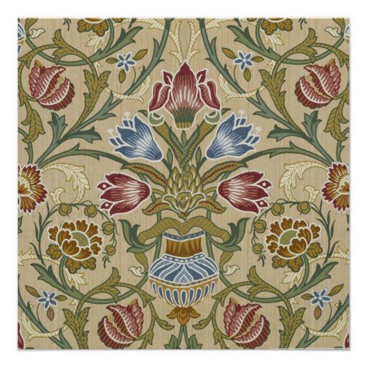 William Morris Brocade Floral Wallpaper Pattern Poster (Voorkant)