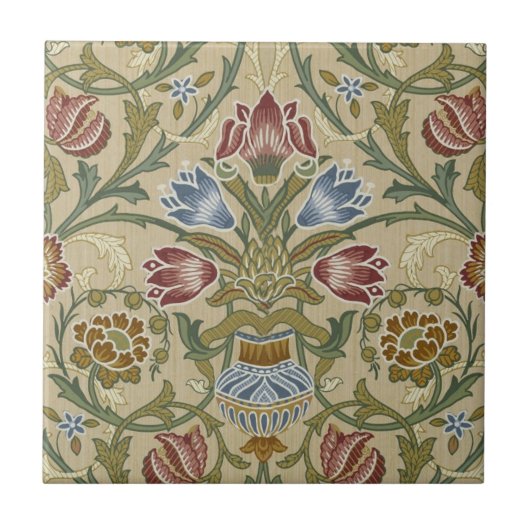 William Morris Brocade Floral Wallpaper Pattern Tegeltje (Voorkant)