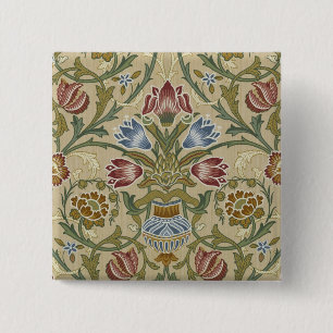 William Morris Brocade Floral Wallpaper Pattern Vierkante Button 5,1 Cm