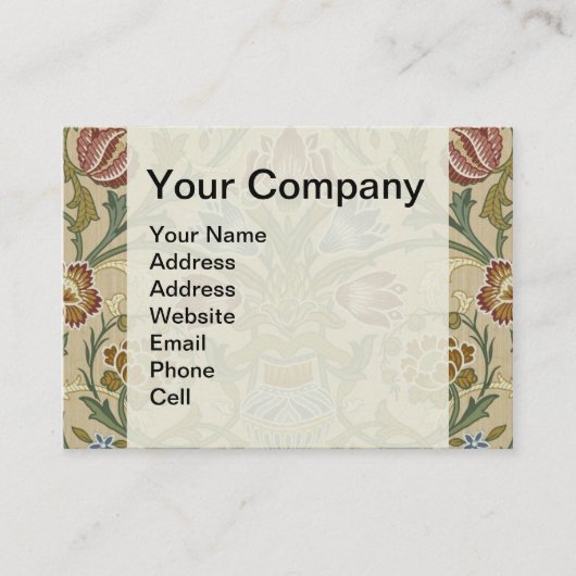 William Morris Brocade Floral Wallpaper Pattern Visitekaartje (Voorkant)