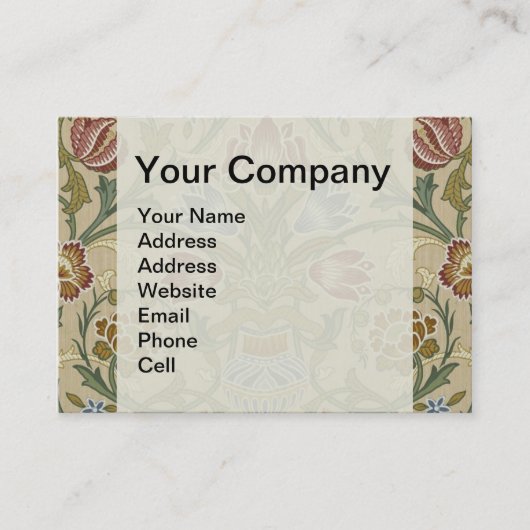 William Morris Brocade Floral Wallpaper Pattern Visitekaartje (Voorkant)