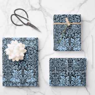 William Morris Brother Konijn Lichtblauw Zwart Inpakpapier Vel