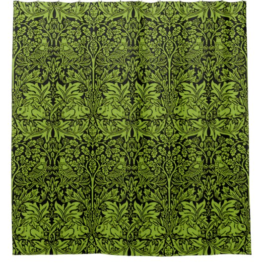 William Morris Brother Konijn Salie Groen Zwart Douchegordijn (Voorkant)