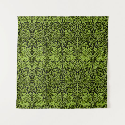 William Morris Brother Konijn Salie Groen Zwart Wandkleed (Voorkant)