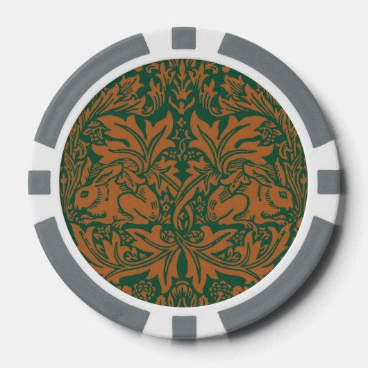 William Morris Brother Rabbit Amber Zwart Patroon Poker Chips (Voorkant)