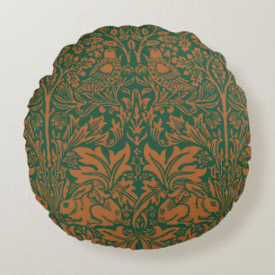 William Morris Brother Rabbit Amber Zwart Patroon Rond Kussen