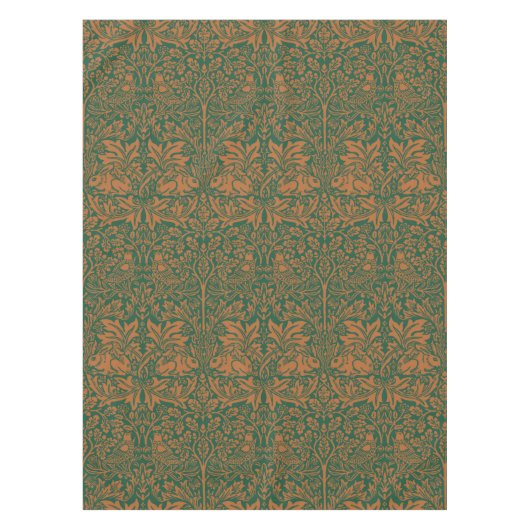 William Morris Brother Rabbit Amber Zwart Patroon Tafelkleed (Voorkant)