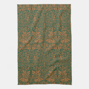 William Morris Brother Rabbit Amber Zwart Patroon Theedoek