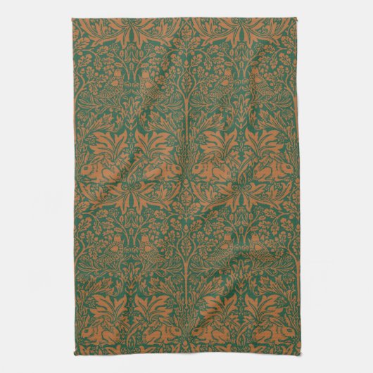 William Morris Brother Rabbit Amber Zwart Patroon Theedoek (Verticaal)