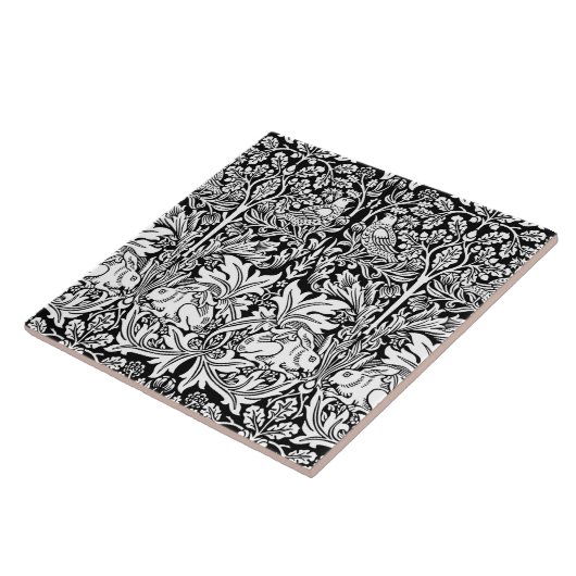 William Morris Brother Rabbit Black & White Tegeltje (Zijkant)