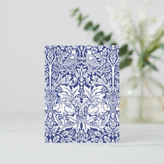 William Morris Brother Rabbit Blue  Pattern Briefkaart (Staand voorkant)