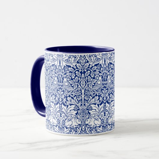 William Morris Brother Rabbit Blue  Pattern Mok (Voorkant links)