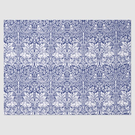 William Morris Brother Rabbit Blue  Pattern Tissuepapier (Voorkant)