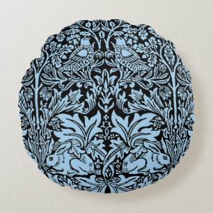 William Morris Brother Rabbit Lichtblauw Zwart Rond Kussen
