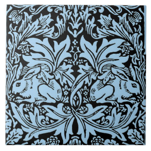 William Morris Brother Rabbit Lichtblauw Zwart Tegeltje
