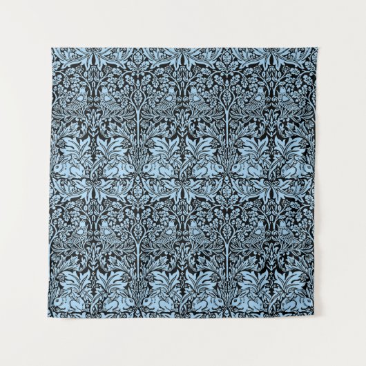William Morris Brother Rabbit Lichtblauw Zwart Wandkleed (Voorkant)