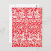 WIlliam Morris Brother Rabbit Pattern in Red Briefkaart (Voorkant / Achterkant)