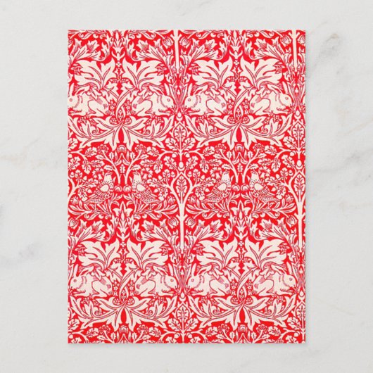 WIlliam Morris Brother Rabbit Pattern in Red Briefkaart (Voorkant)