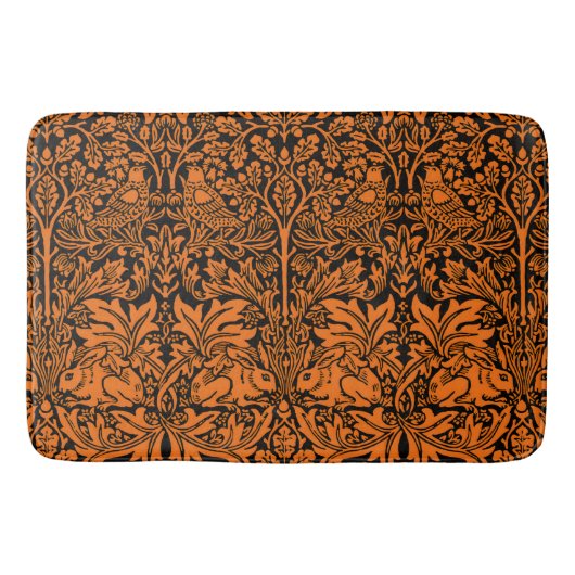 William Morris Brother Rabbit Roest Zwart Patroon Badmat (Voorkant)