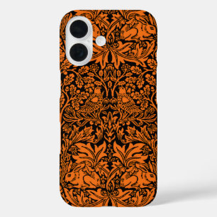William Morris Brother Rabbit Roest Zwart Patroon iPhone 16 Hoesje