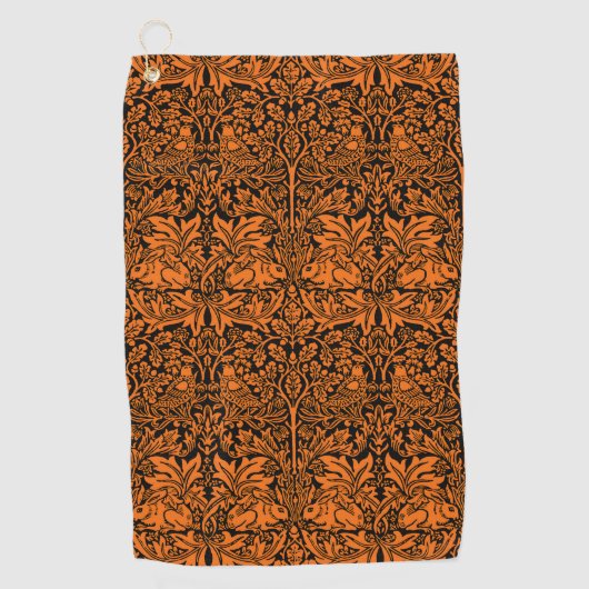 William Morris Brother Rabbit Roetzwart Patroon Golfhanddoek (Voorkant)