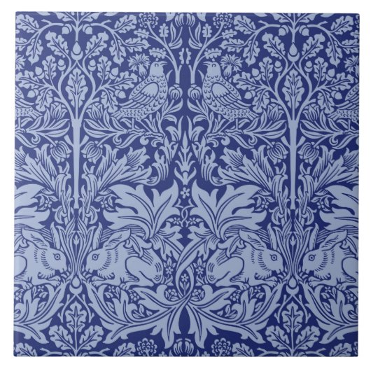 William Morris Brother Rabbit Two-Tone Blue Tegeltje (Voorkant)
