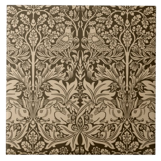 William Morris Brother Rabbit Two-Tone Brown Tegeltje (Voorkant)
